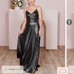 Black sequin Revelry floorlength dress